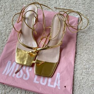 Gold Strappy heel